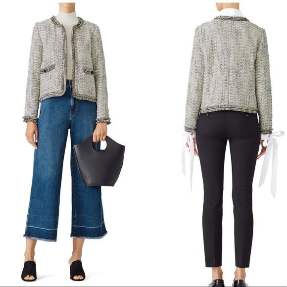 cupcakes & cashmere Belicia Fringe Jacquard Grey Jacket - Picture 12 of 13